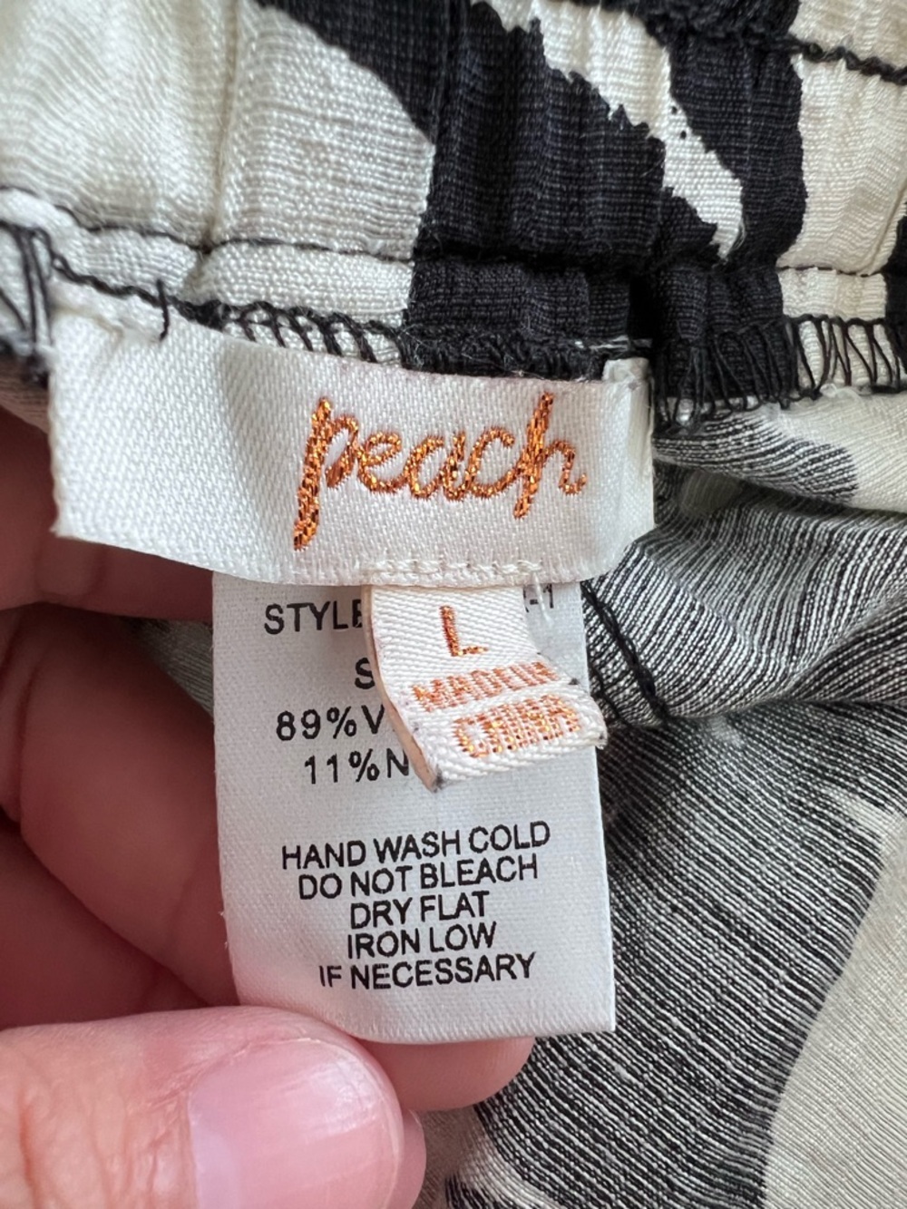Peach Wide Leg floral elastic Waist Pants size L - Picture 4 of 10